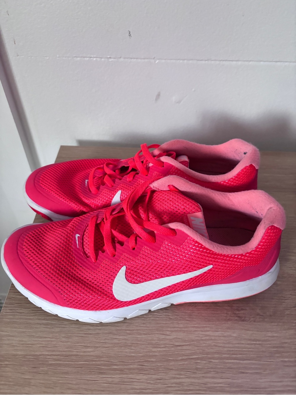 Nike Women’s Hot Pink Athletic Running Shoes with White Swoosh